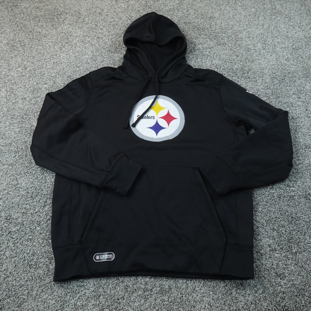 Pittsburgh Steelers Hoodie Mens L Black New Era NFL Pullover Sweatshirt Football